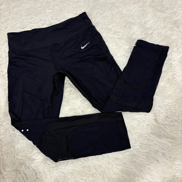 Nike Women's Mid-Rise Crop mesh panels Running Leggings Woman’s Size Small - Picture 2 of 12